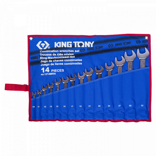 1214MRN KING TONY Набор комбинированных ключей, 10-32 мм, чехол из теторона, 14 предметов
