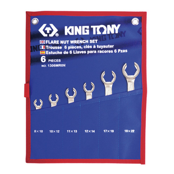 1306MRN KING TONY Набор разрезных ключей, 8-22 мм, чехол из теторона, 6 предметов